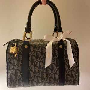 vintage dior navy boston trotter 25 handbag